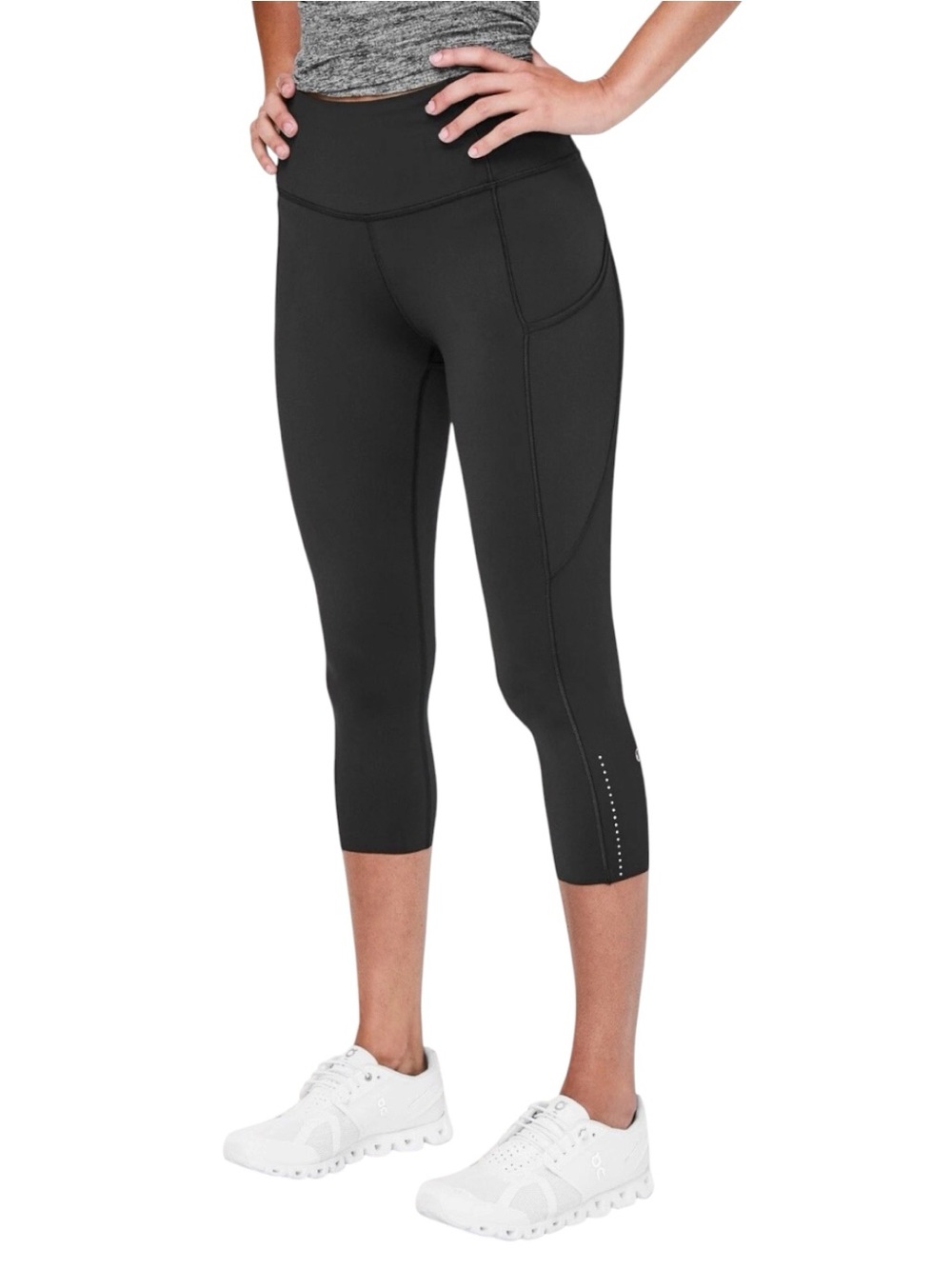 Lululemon Fast and Free 19” Reflective Crop Legging Black Sz 10 Like New - Picture 3 of 10